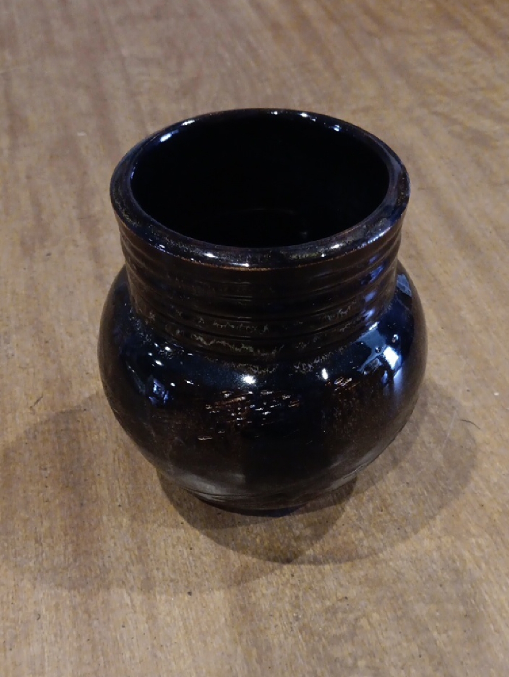 Glossy Black Ceramic Vase - Rounded Pot
